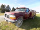 1997 Ford F-350 Utility Truck, Maroon, Automatic, Dual Wheels, No Brakes, 1