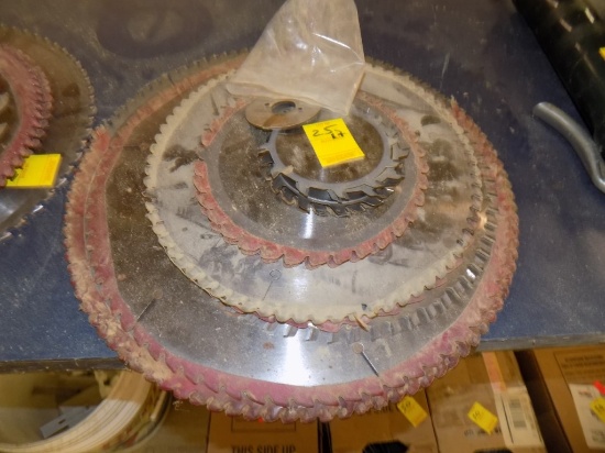 Group of (7) Saw Blades Misc Sized Saw Blades From 16'' Down to 8''. w/Grou