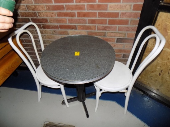24'' Round Table w/ 2 Chairs, Glass Top