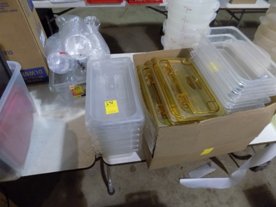 Lg. Group of Plastic Prep Dishes, Some Clear, Some Yellow w/ Flip Tops