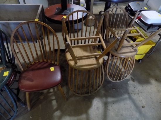 (5) Brown Wooden Dining Chairs