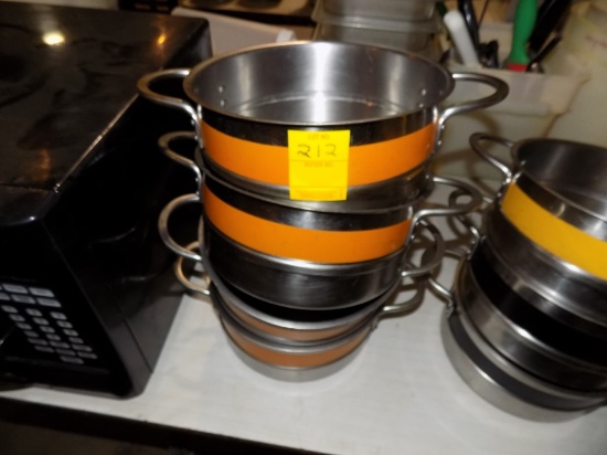 (4) Bon Chef Brand Small Stock Pots w/ Orange Stripe