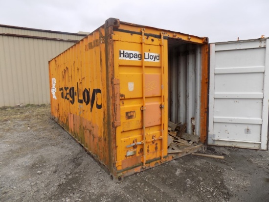 20' Steel Storage/Shipping Container, Hapag Lloyd w/ Wood Contents