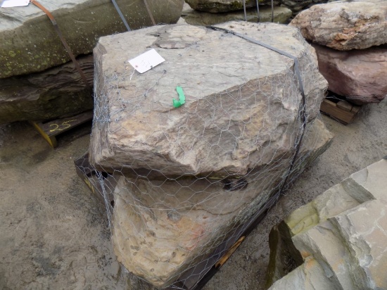 Pallet of (2) Large, Heavy Fossilled Decorative Stones/Boulders, Sold by Pa