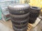 (6) 9 x 16.5 Truck Tires on 8-Lug Rims (6 x Bid Price)