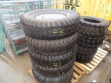 (6) 9 x 16.5 Truck Tires on 8-Lug Rims (6 x Bid Price)