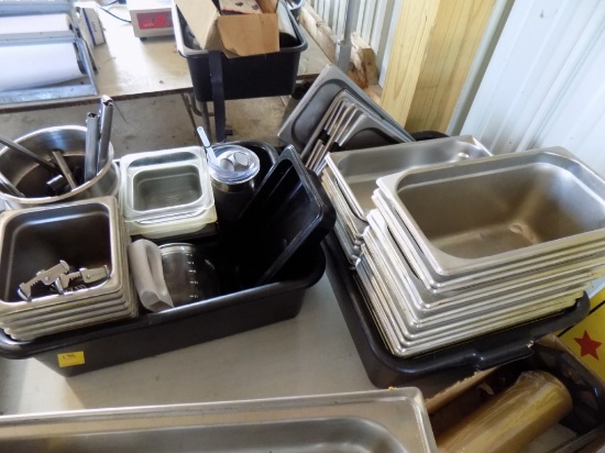 (2) Bus Tubs of Misc. Prep Dishes - Mostly Stainless, Some Plastic