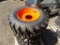 (4) New Camso SKS 332 SS Tires, 12-16.5, 8-Lug Orange Rims (4x Bid Price) (