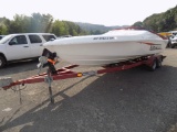 1995 Scarab Boat, White, On Trailmaster Trailer, Red Inboard V8 Motor, 22 F