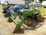 JD 650 Compact Tractor w/67 Ldr & 4' Bkt, 4WD, 540 PTO, 3pt, 656 Hrs, S/N;