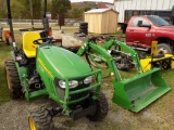 JD 2320 4WD Compact Tractor w/ Loader, 60'' Deck w/ Bagger, Hydro, Shows 62