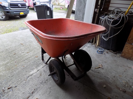 True Temper Orange Double Wheel Wheelbarrow