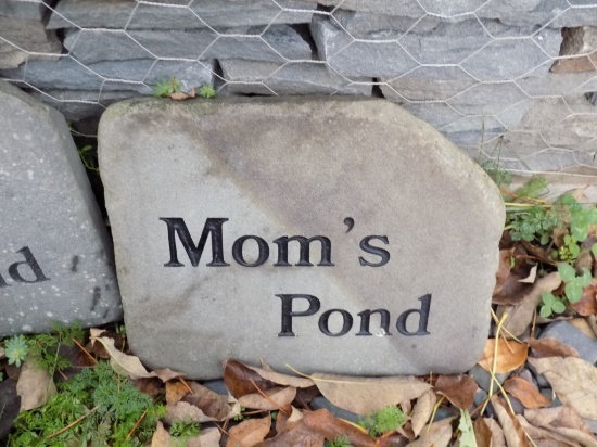 ''Moms Pond'' Stone Sign 15''