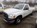 2008 Dodge Ram 1500, White, 2WD, Automatic, 8' Bed, 194,128 Mi., Vin# 1D7HA