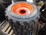 (4) New Loadmax 10-16.5 Skidsteer Tires on 8 Lug Kubota Rims (4x Bid Price)