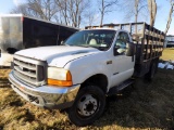 2001 Ford F550 White, 12' Stake Body, Dual Wheels, 7.3 Dsl Engine, Vin# 1FD