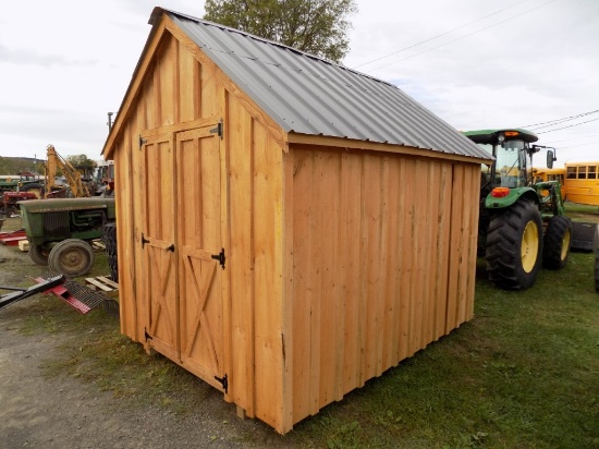 New 8' x 10' Amish Shed w/ Grey Steel Roof