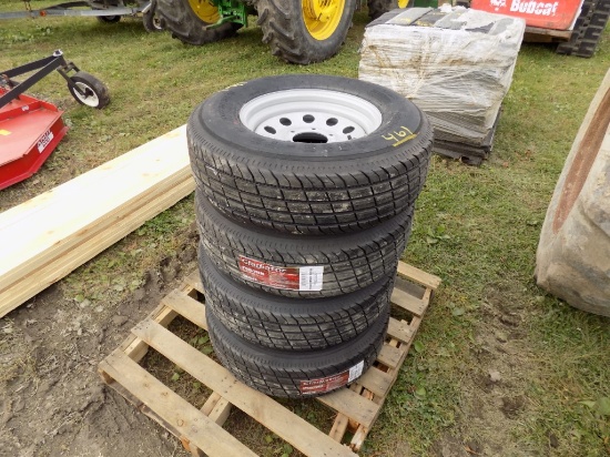 (4) ST 225/75/15 Mtd Trailer Tires - 6 Lug (4x Bid Price)