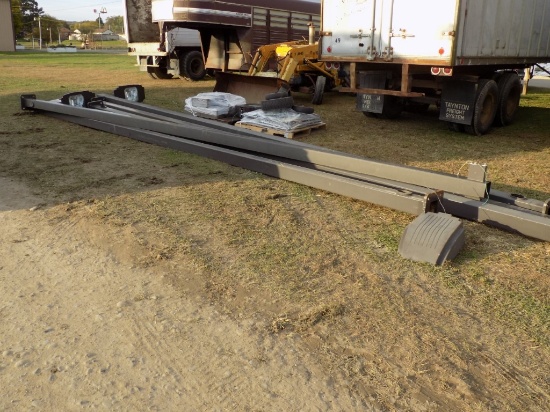 Group of (5) Tall Parking Lot Poles, w (2) Pallets of Bulbs & Misc, Sells A