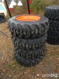 (4) New 10-16.5 SSL Tires Mtd on Bobcat or Kubota Rims (4 x Bid Price)