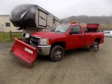 2012 Chevrolet 2500, Reg. Cab, Red,  6.0 V8 Auto Trans., 4x4 w/ Boss 8'2''