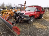 2001 Dodge 3500 Dump Truck, Red, 4WD, 5.9 Cummins Diesel, Western Pro Plus