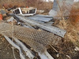 Group of Guard Rail Pieces & Misc Chain Link Fence/
