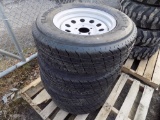 (4) New Gladiator 205/75/R15 Trailer Tires on 5 Lug Rims (4x Bid Price)