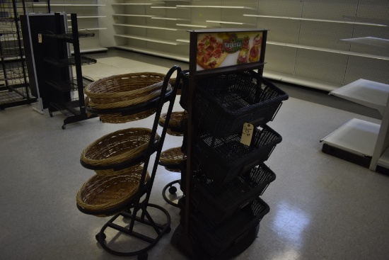 (2) 3-Tiered Bread Baskets on Rollers & (1) 4-Tiered Bread Basket on Roller