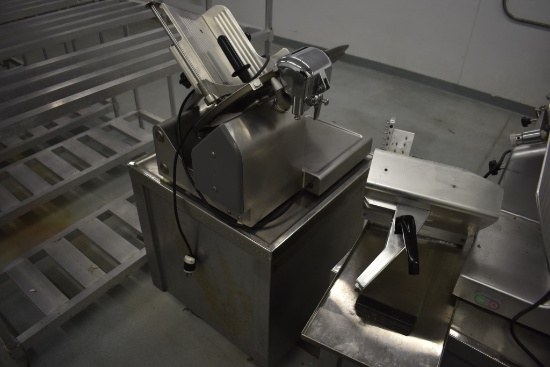 Globe 3600P Meat Slicer on SS Rolling Cart, S/N: 3606106