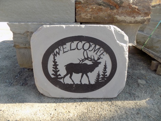 Custom Bluestone ''Deer'' Welcome Sign - 19'' Tall x 23'' Wide