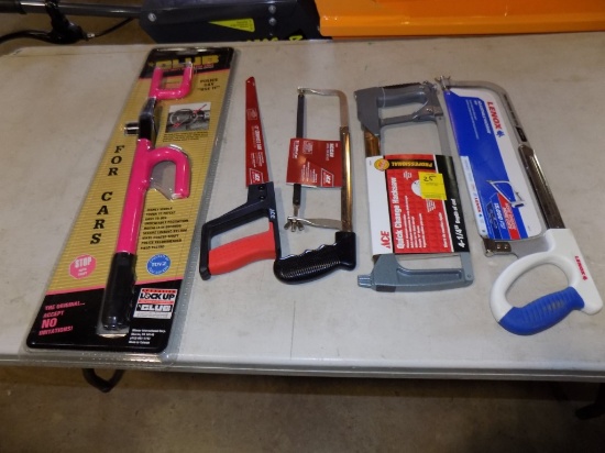 (3) Hacksaws, A Compass Saw & Pink ''The Club'' Anti Theft Device