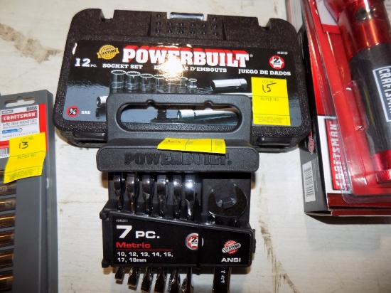 New Powerbuilt 7-Pc Stubby Wrench Set & Powerbuilt 12-Pc Socket Set