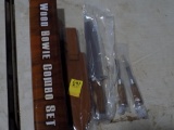 New Wood Bowie Combo Set w/ Lg. 10'' Blade Knife, Fork, Knife, Nice Set