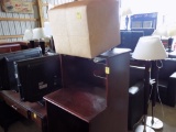 Cherry Microwave Stand w/ Tan Uph Foot Stool  - Sells Together