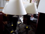 2) Black ooden Lamps w/ 110 V Elec Plug inBase - Sell Together