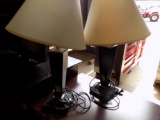 (2) Black Steel Lamps w/ 110 V Elec Plugs in Base - Sell Together