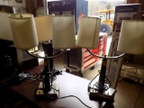 (2) Black Steel & SS Base & Arms- Double Bulb Lamps w/ 110 V Elec Plugs in