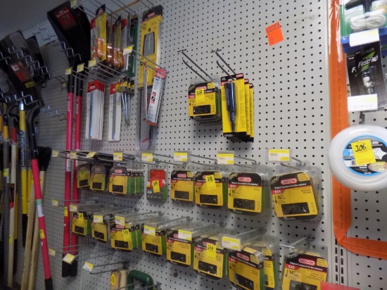 Grp of Chainsaw Items, Files, Chains, Bars, Grease Guns