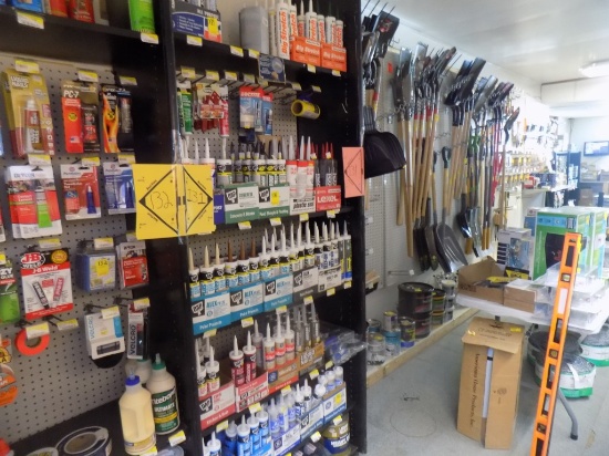 3' Shelf Section of Caulk and Sealant, (3) Caulk Guns, Outdoor Glue, Repair