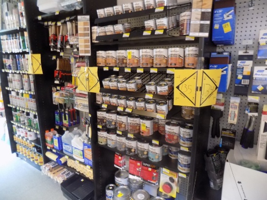 Shelf Section of Wood Stains, Paint, Wallpaper Tools, and Anti Rust