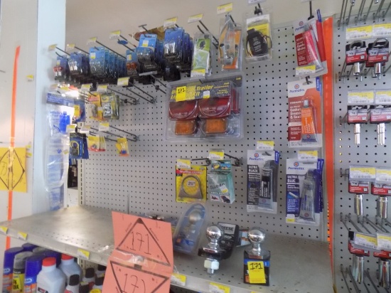 Grp of Hitches, Trailer Items & Bulbs, Tie Wire, Mig Wire, Gasket Maker, et