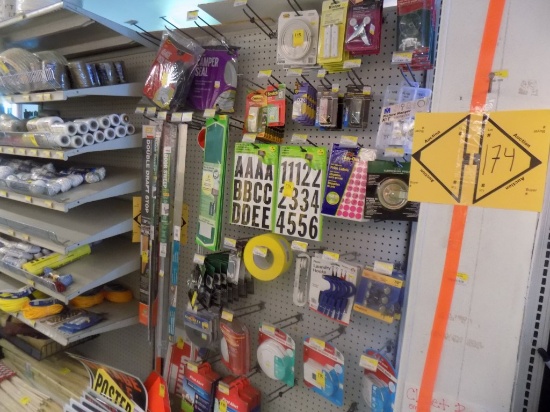 Shelf Section of Stick On Letters, Smoke and C02 Alarms, Clothesline Parts,
