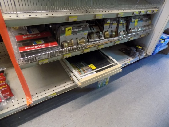 Bottom 2 Shelves of Door Knobs, Adjustable Window Screens, Hall & Closet, B