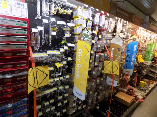 Section of Misc Hardware, Barrel Bolts, Corner Braces, Hooks & Eyes, Screw