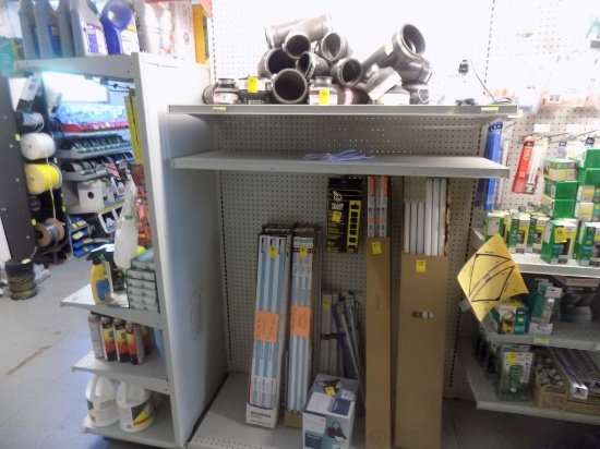 Section w/4' Bulbs, Misc. Lights, Black Rubber Drain Connections, etc.