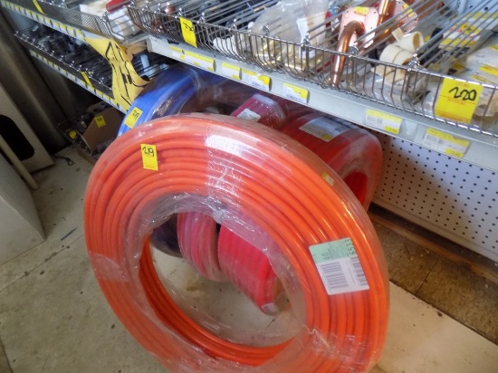 (4) Rolls of Pex Tubing - 1/2'' & 3/4'' Blue and Red, (1) 1/2'' Orange Oxyg