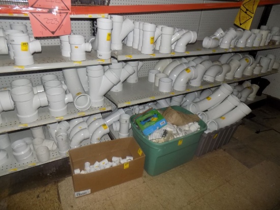 Bottom Half of Shelving on Left Side, Larger Elbows& Fittings w/ 3 Containe