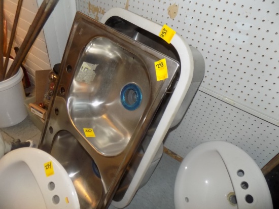 (2) Stainless Double Bay Sinks - (1) Square, (1) Rounded