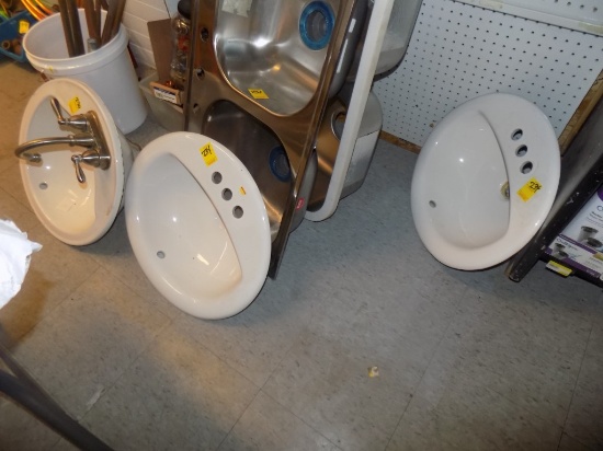 (3) Pedestal Sinks w/NO Pedestals - (1) is Used w/a Faucet